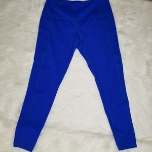 Dyorigin Blue Ankle Workout Leggings with pockets